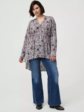 Torrid  Babydoll Tunic Top In Madison Jacobien (Flower Print)
